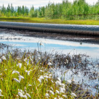 The rush of an oil pipeline. Oil spill.
Pollution of the environment.