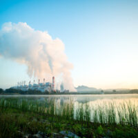 Power plant factory with blue sky ,Thailand