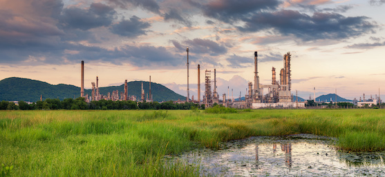 Landscape of oil and gas refinery plant