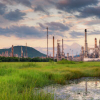 Landscape of oil and gas refinery plant