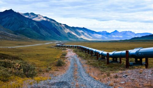 Alaskan oil pipeline in the north slope region of alaska