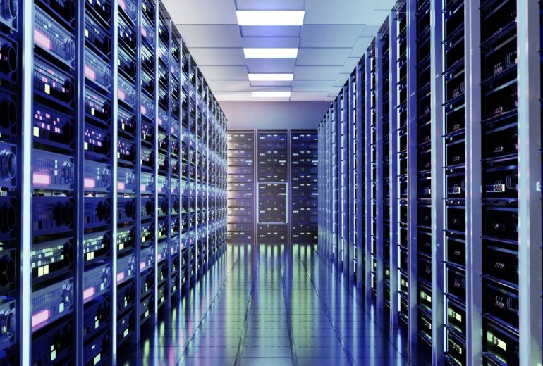 Modern,Server,Room,With,Supercomputers,,Refrigerators,And,Beautiful,Neon,Lighting