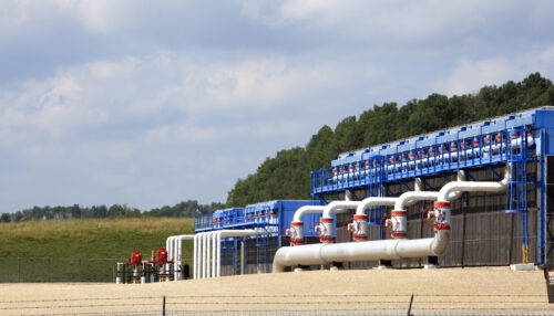 Red,White And Blue Modern Natural Gas Compressor Station