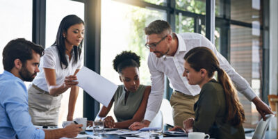Exchanging ideas in the boardroom
