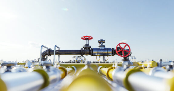 Gas tap with pipeline system at natural gas station. Gas tap with pipeline system at natural gas station. Industry