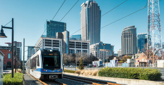 Downtown Charlotte North Carolina Light Rail Streetcar Image of metro