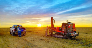 oil rig drilling in Alberta field