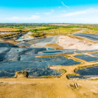 Landfill at a country side. Aerial view of a crowded ash dump Landfill at a country side. Aerial view of a crowded ash dump
