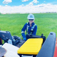 2021 - Angela Eberhard conducting low flow sampling near Wainwright, AB_Montrose Logos 2021 - Angela Eberhard conducting low flow sampling near Wainwright, AB_Montrose Logos