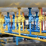 Valves at gas plant, Pressure safety valve selective focus.